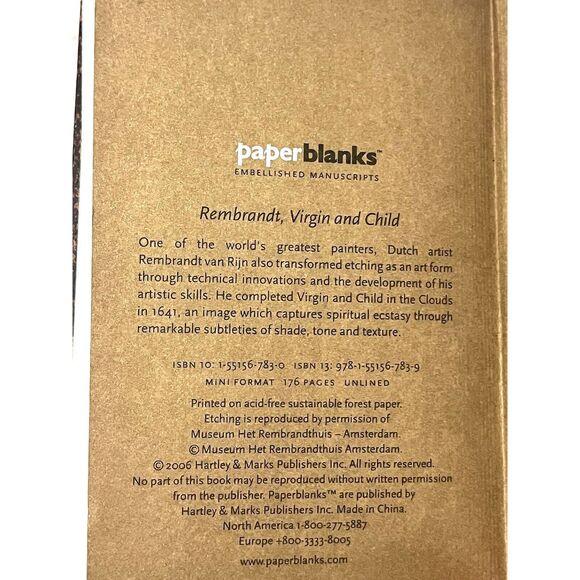 2006 Paperblanks Rembrandt, Virgin & Child (Embellished Manuscripts) Wrap Close - Picture 4 of 7